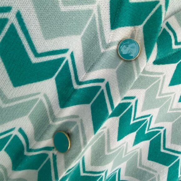 Lands' End Women's XL 18/20 Teal Chevron Knit Cardigan Sweater - Picture 4 of 11